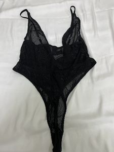 Net Black Thong Bodysuit