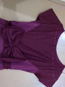 Elegant Purple Maxi Dress with bow