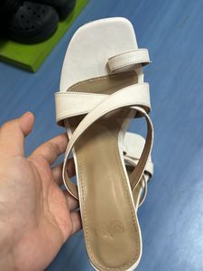 White Work Block Sandals