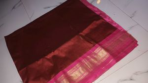Elegant Maroon Silk Saree with Pink Zari Border
