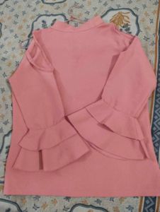 Stylish Pink Shoulder Cut Top