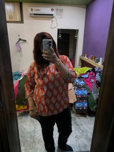Printed Orange short kurti