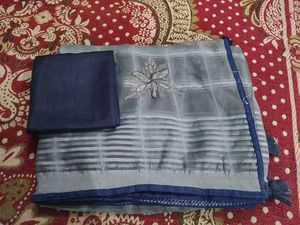 Organza Worked Saree With Unstitched Blouse