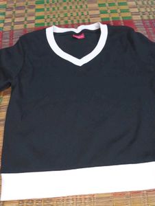Black &amp; White Trimmed Top