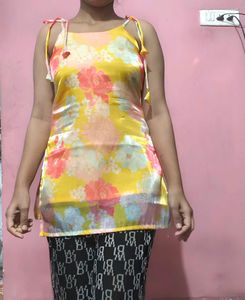 Floral Tie-Strap Kurti Stiched For Sale Purpuse