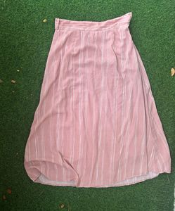 A-line Striped Pink Skirt