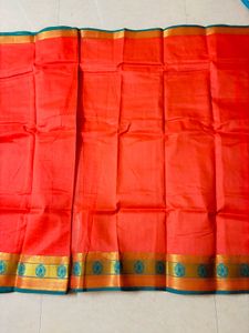 Orange Silk Saree with Blouse piece
