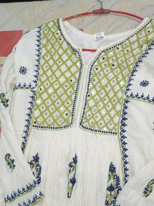 Lucknowi Embroidery Frock Kurta With Dupatta