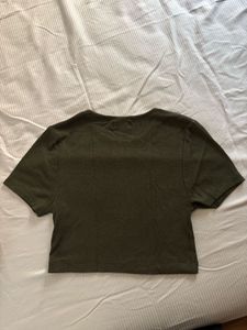 Olive Ribbed Crop Top