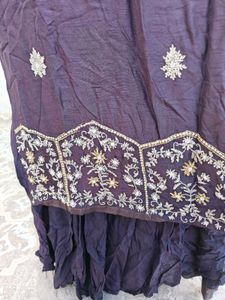 Hand Work Dark Purple Color Ethnic Gown