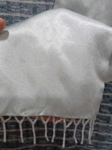 Elegant 2in1 Satin-chiffon Scarf with Fringe