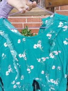 Floral Print Green Dress