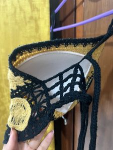 Halter Yellow Crochet Padded Bralette ⭐️