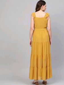 Maxi Yellow Full Leangth Sleeveless Dress