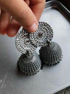Anti-tarnished Oxidized Jhumka Earrings