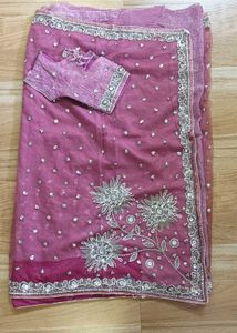 Elegant Pink Saree with Blouse