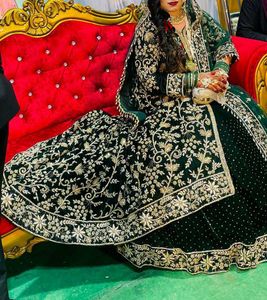 Dabka Work Green Bridal Lehenga
