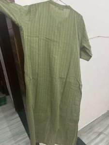Olive Green Embroidered Kurti