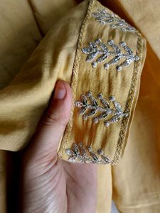Gold Embroidered Kurti.Margine Available Hai