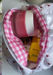Quilted Heart Print Cosmetic Bag🌸💖