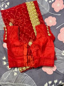 Red Embroidered Saree with Blouse