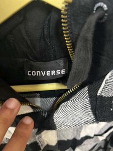 Black And White Converse Jacket With Hood