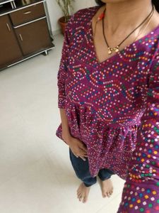 Pure Bandhani Cotton Trending Kurti