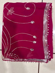 Sequence Work Rani Pink Saree
