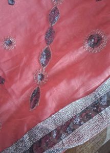 baby pink silver chamki  georget saree