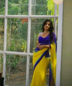 Elegant Blue & Yellow Saree