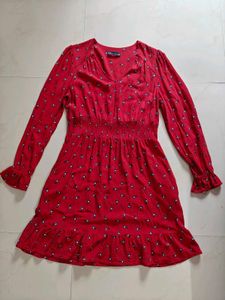 Red Floral Print Mini Dress