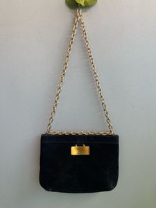 D&amp;G inspired Black Velvet &amp; Gold Chain Bag