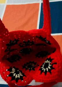 Red Crochet 🧶 Tote Bag