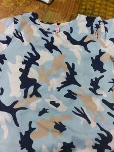 Camo Print Ruffle Top