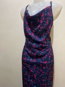 Floral Print Plus Size Cowl Neck Maxi Dress