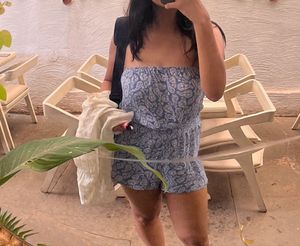 Blue Paisley Print Romper