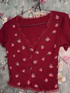 Red Cute Crop Top