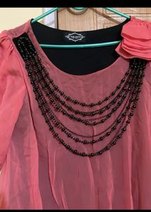 Coral &amp; Black Dress