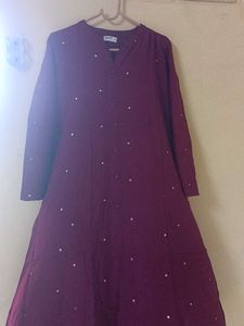 Burgundy Embellished Kurta