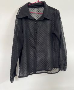 Sheer Black Button-Down Top
