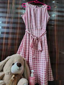 Girls Pink Checkered Dress