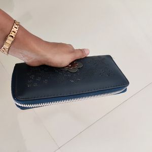 Blue Wallet With Rose Color Inside