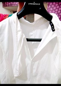 Oneside Slit Neck White Tunic For Sports Or Hijab
