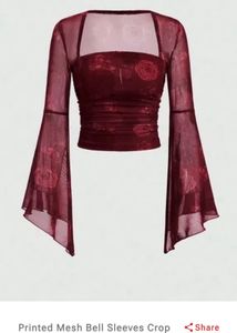 Burgundy Rose Mesh Top