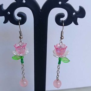 Flower Drop Earrings Combo of 2 (Pink&amp;purple)