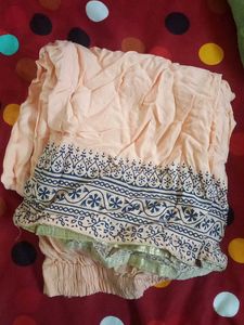 Peach Embroidered Kurti Set