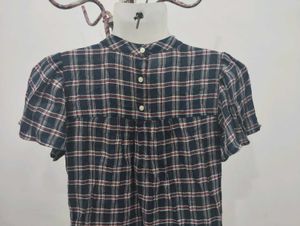 Plaid Mock Neck Top