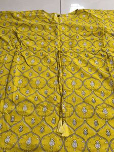 Yellow Printed Kaftaan Kurta