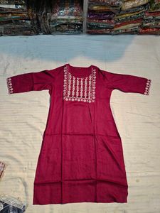 Embroidered Maroon Kurti