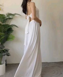 White Halter Maxi Dress